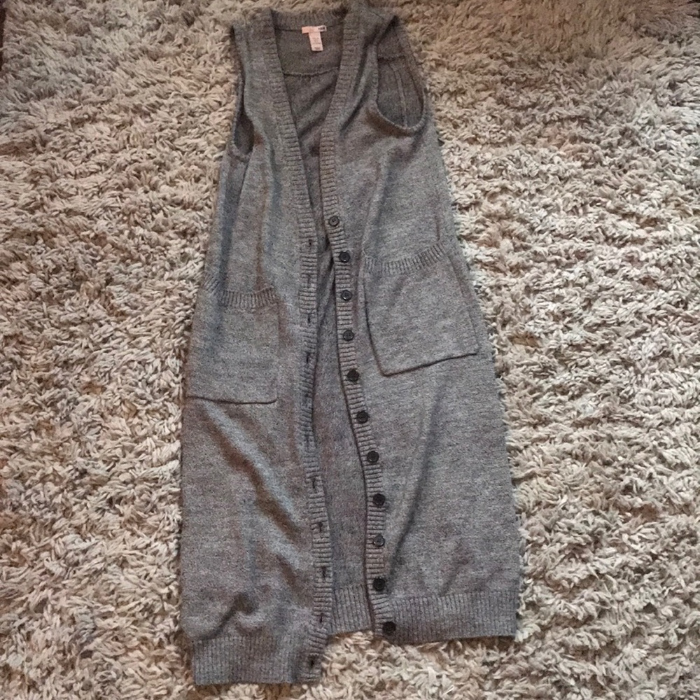 NWOT H&M Long Button Up Wool Acrylic Sweater Vest
